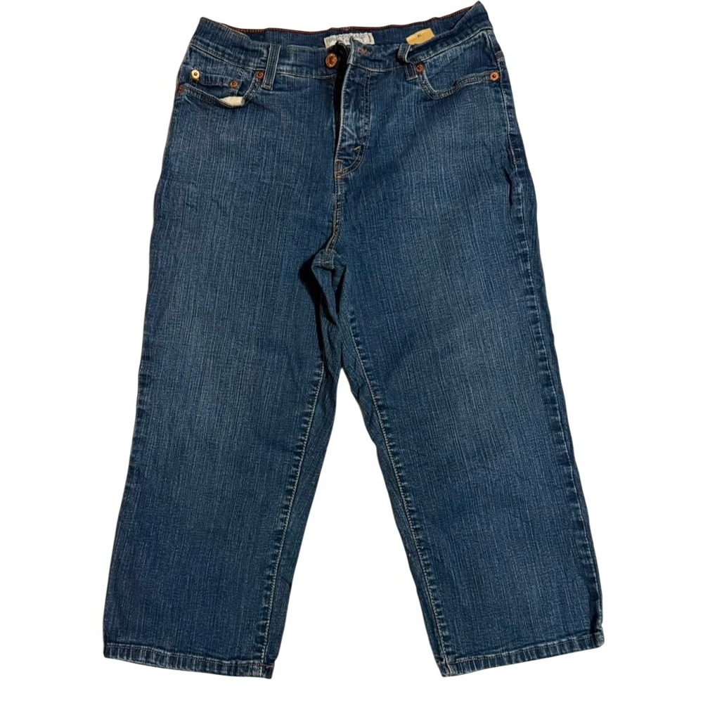 Levis Strauss Signature Womens Medium Wash Cropped Capri Jeans Blue Size 10